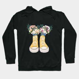 Yellow Sneakers With Wild Flowers Hoodie